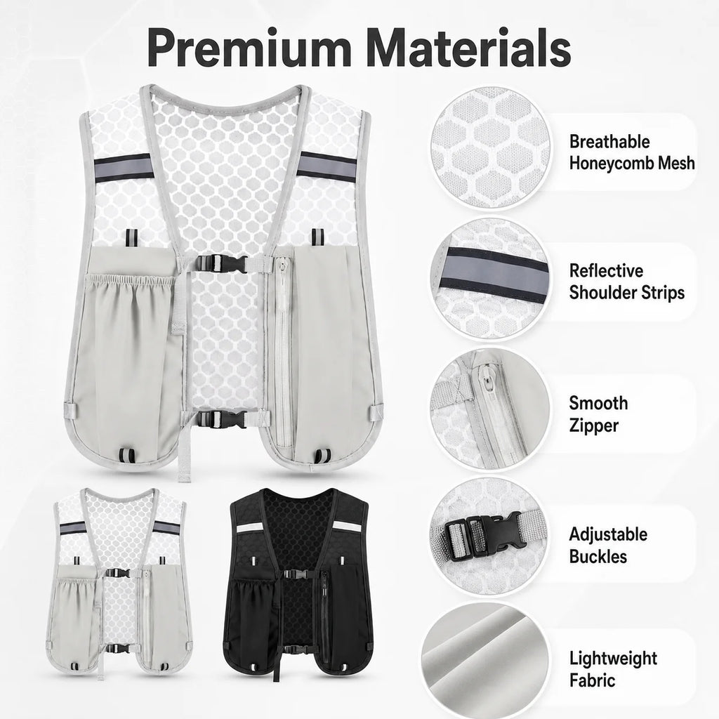 New Running Water Bottle Storage Vest Lightweight Running Vest Reflective Hydration Water Chest Pack With Phone Holder