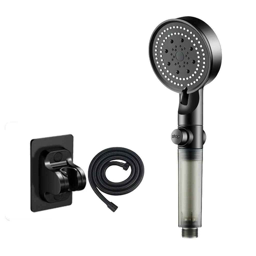 Hydro Boost High Pressure Shower Head 5 Spray Modes Stainless Steel Water Saving Filter Showerhead With Strong Flow For Bathroom