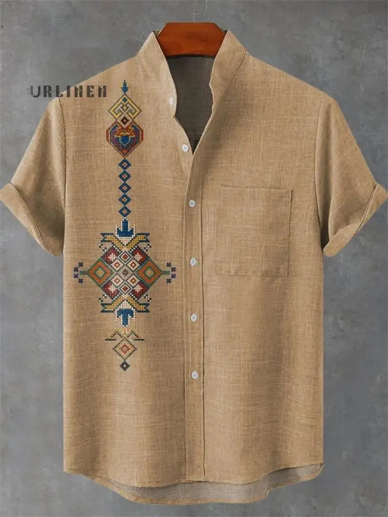 Men's Fashionable Casual Shirt Short Sleeved 3D Printed Pattern Clothing Shirt Linen Camisa Hawaiana Hombre Cosas Baratas