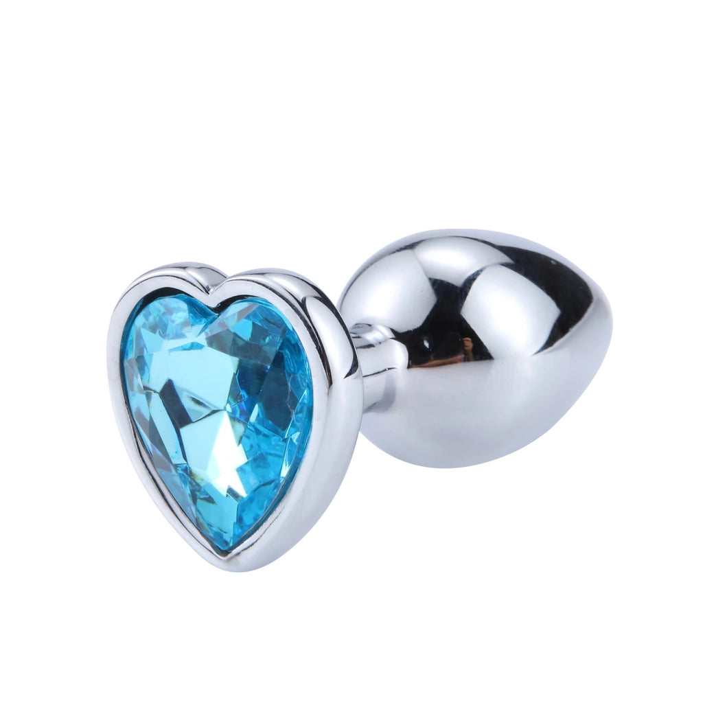 Luxury Heart Gem Metal Anal Plug Training Set Stainless Steel Butt Plug Kit for Beginners Men Women Couples Erotic Bedroom Game