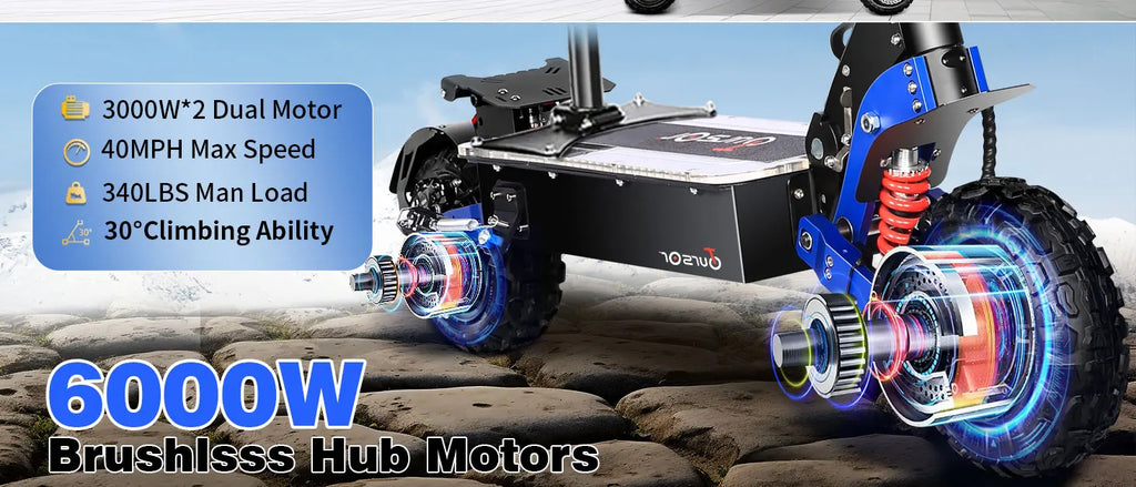 E8P 6000W Dual Motor 60V 40AH Electric Scooter 11 inch Off-Road Tyres with Seat Max Speed 85-90km/hLCD Display Foldable Escooter