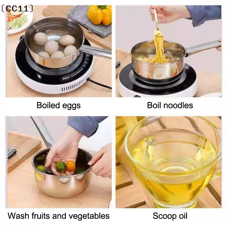 Stainless Steel Water Ladle Pan Pot Thickening Non-stick Suop Pan With Handle Or Plastic Ladle Household Kitchen Gadgets〔CC11〕