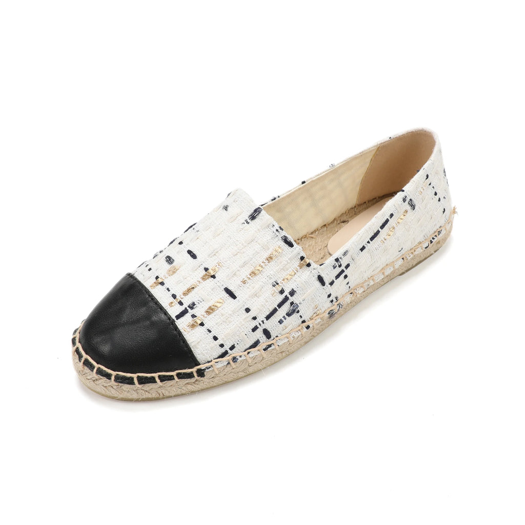 White espadrilles for women flat closed toe shoes