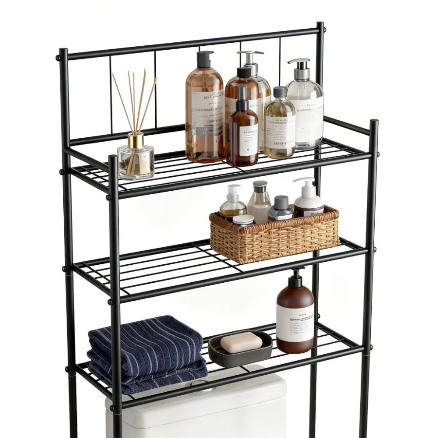 3-Tier Over Toilet Storage Rack for Space-Saving Bathroom Organization Stylish Metal Design for Maximal Storage Efficiency Abov