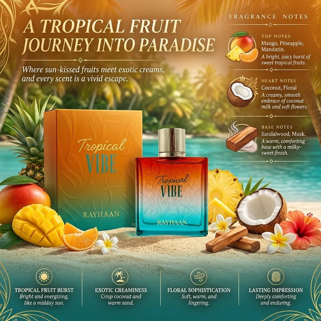 Jungle Vibe Tropical Vibe Pacific Aura Aloha Fresh Wave Men Eau de Parfum Long Lasting Spray Fragrance For Him Scent
