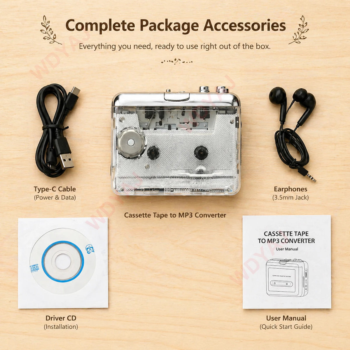 Cassette Player USB Cassette Capture Cassette to MP3 Converter for PC Music Player Cassette Recorder Adapter