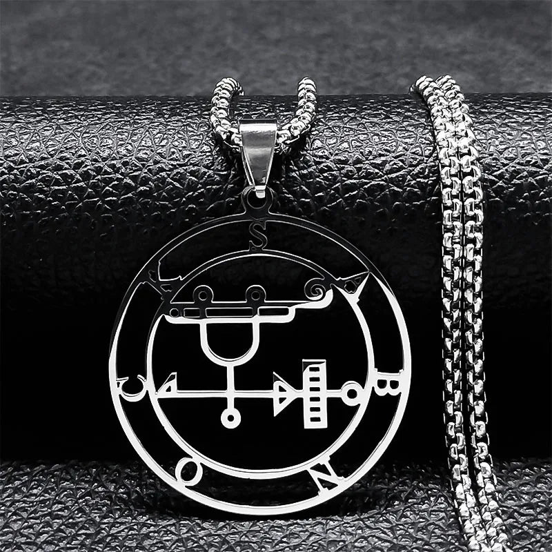 2024 Fashion Sigeal Sigil De Lucifer Stainless Steel Satan Necklace Asmoday Lazer Key Baphomet Stamp Jewelry N7118S03