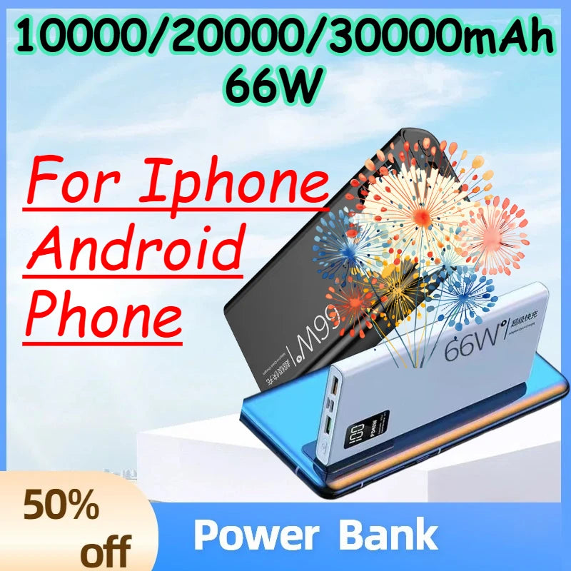 (CCC)66W 10000/20000/30000mAh Fast Charging and Large Capacity POWER BANK for Iphone Android Phone Powerbank