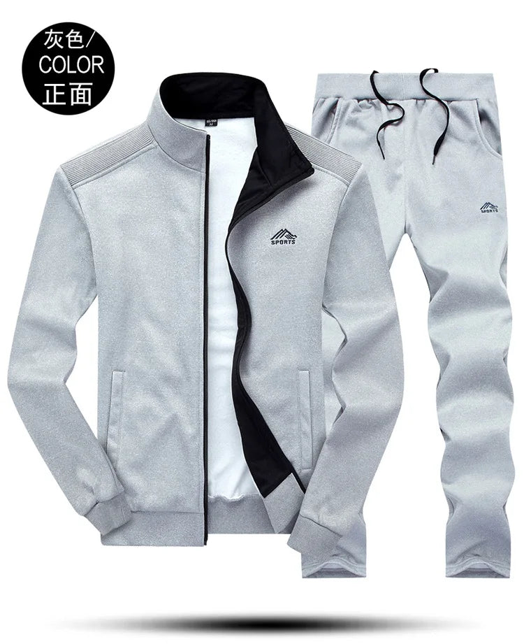 2025 Gym Spring Jacket + Pants Casual Tracksuit Men Sportswear Tracksuits Men Polyester Sweatshirt Sporting Fleece ropa hombre