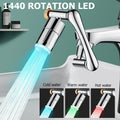 LED Temperature Sensor Kitchen Faucet Extender Metal Swivel Bathroom Tap Bubbler Nozzle 1440° Robotic Arm Tap Faucet Extension