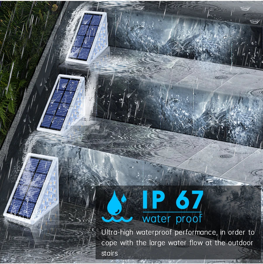 LED Step Lamp Stair Light Outdoor IP67 Waterproof Solar Light With Lens Anti-theft Design Decor Lighting For Garden Deck Path