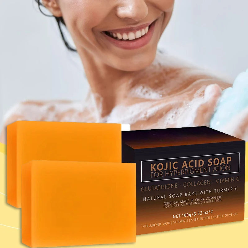 Kojic Acid Soap Turmeric Vitamin C Retinol Shea Butter Olive Oil Hyaluronic Acid Daily Facial Body Cleansing Natural Soap Bar