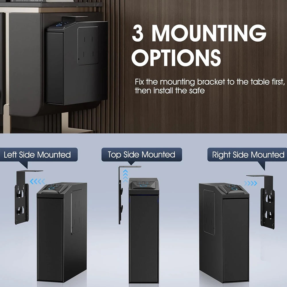 Biometric Gun Safe, 4 Ways Unlock with Fingerprint, Key Access, PIN Code, Mounted Nightstand Pistol Safe and Gun Lock Box