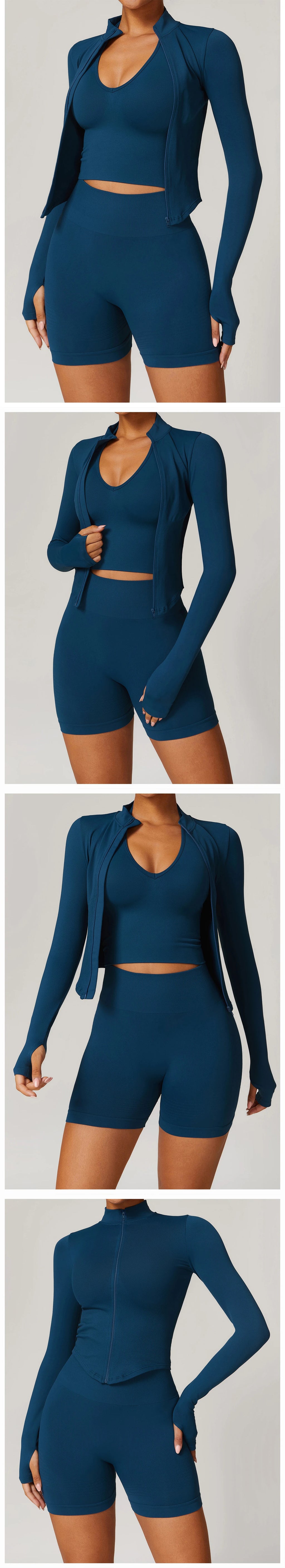 Zipper Yoga Shirts For Women Long Sleeve Seamless Fitness Running Gym Jacket Workout Dry Fit Breathable High Elastic Sports Top