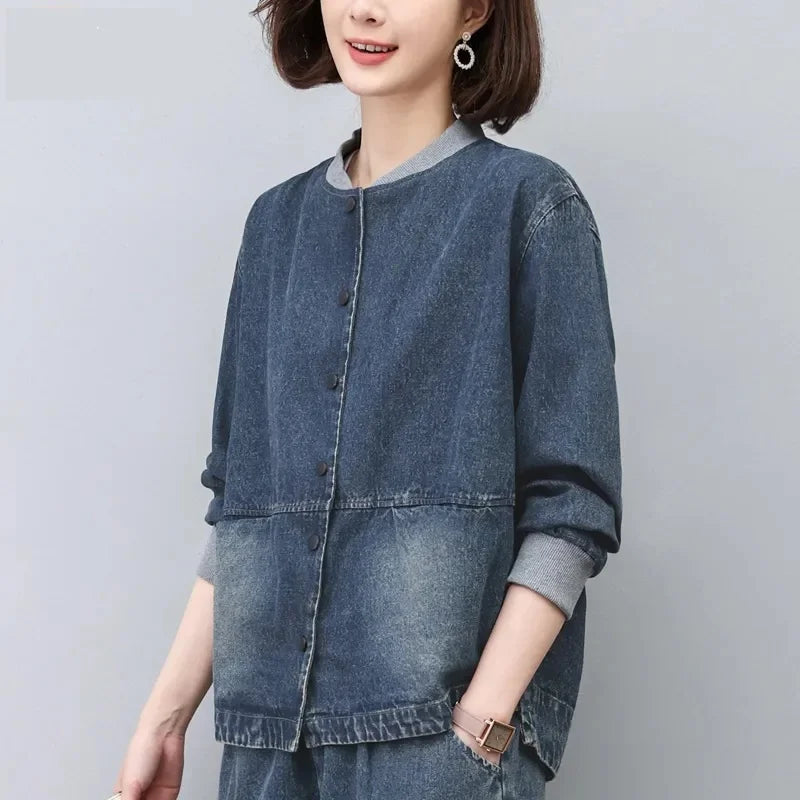 Retro Denim Coat For women Short style Spring autumn Thin 2026 New Loose Cowboy Baseball Jackets Women's Casual Tops Clothes