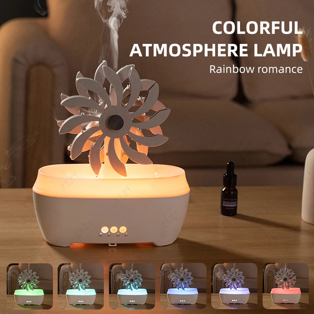 Creative Raindrop Windmill Essential Oil Diffuser Colorful Atmosphere Light Remote Control Humidification Aromatherapy Machine