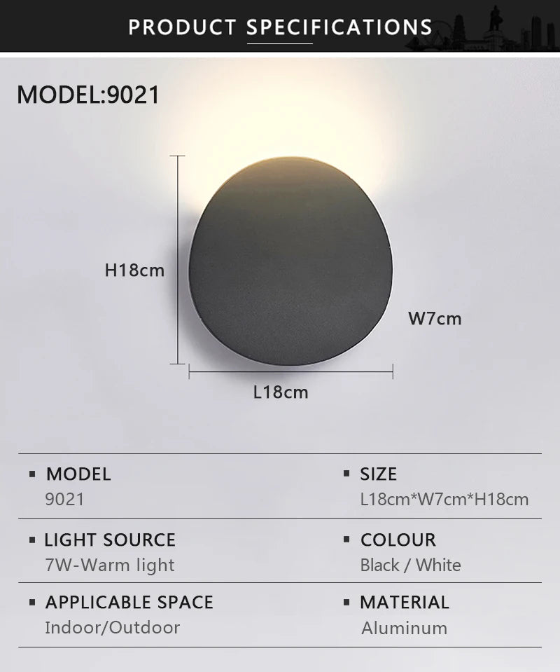 LED Wall Lamp Indoor and Outdoor IP65 Waterproof White/black Modern Minimalist Aluminum Home Light Porch Garden Light AC85-265V