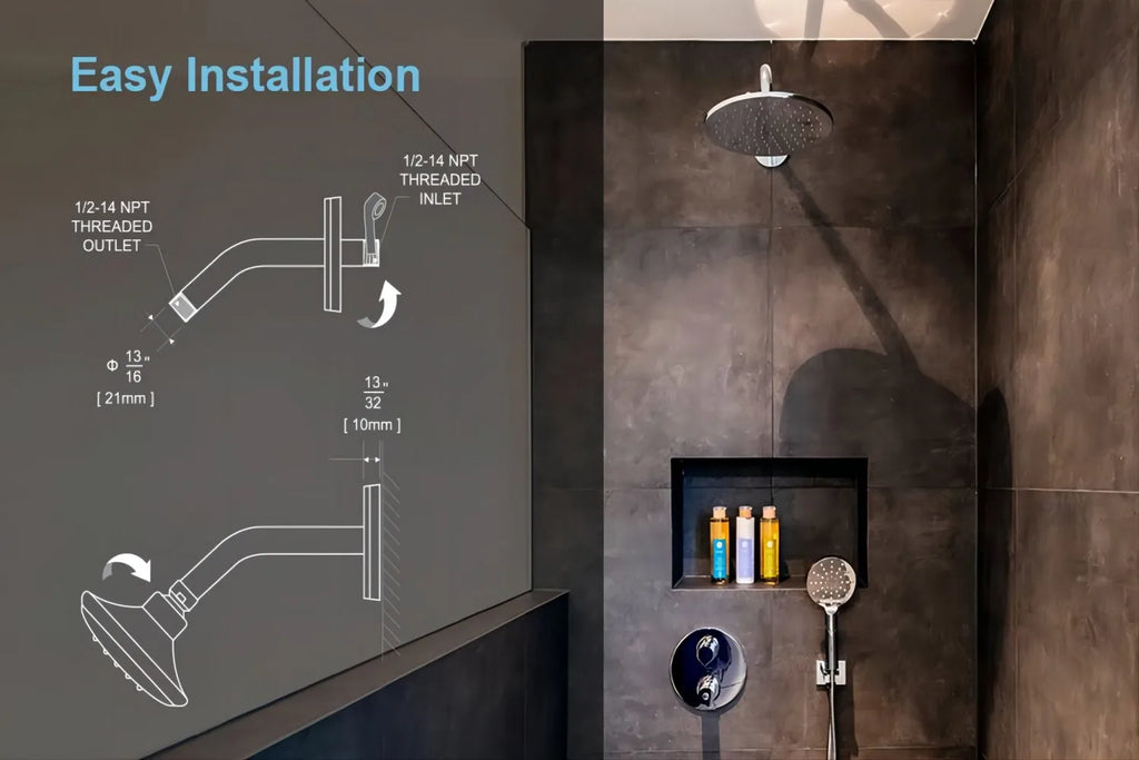 Shower arm Wall-mounted shower head Wall-mounted fixed shower head chrome-plated, matte black