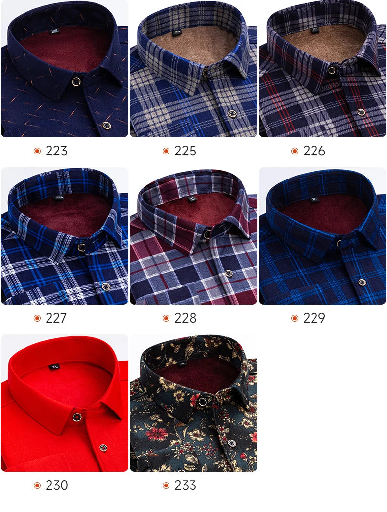 Men's Double-Sided Fleece Long-Sleeved Shirt 7XL8XL with Fleece for Warmth, Thickening and Cold Resistance, Casual Winter