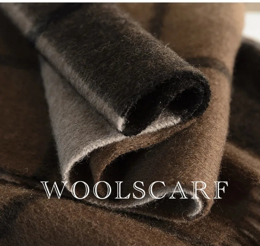 High Quality 100% Wool Muffler Classic Simple Solid Men Women Scarf Fall Winter Thick Casual Shawl Male Female Tassel Scarves