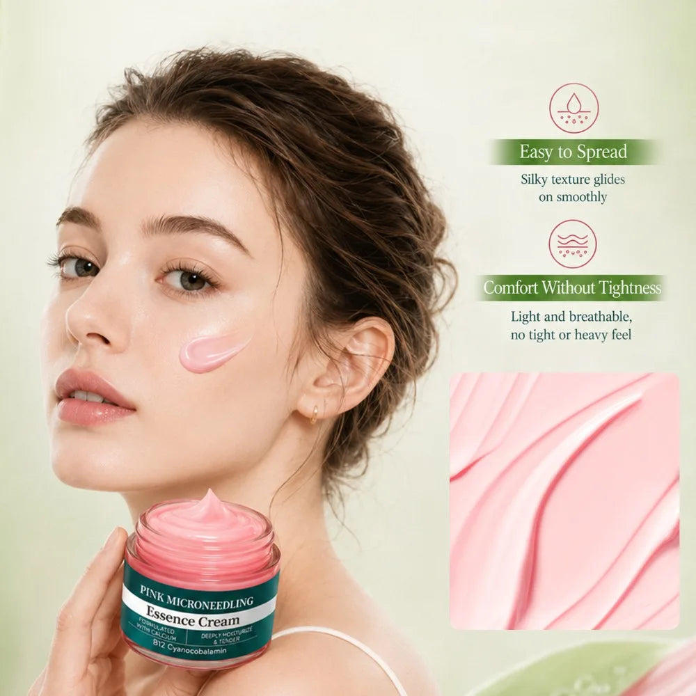 Pink Texture Facial Care Cream Gentle Hydrate And Soothe Skin Suitable For Sensitive Face Daily Basic Facial Nourishing Care.