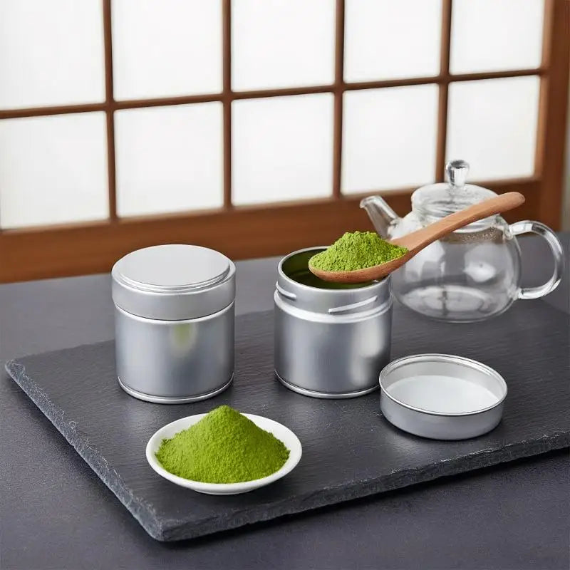 1 Pcs Portable Mini Matcha Powder Can Thick Tinplate Tea Sealed Jar Spice Storage Box Container Box Kitchen Gadgets Household