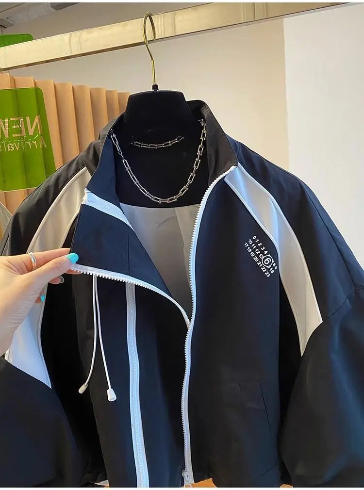 Zipper Design Niche Loose Casual Stand Collar Windbreaker Spring And Autumn Short Top