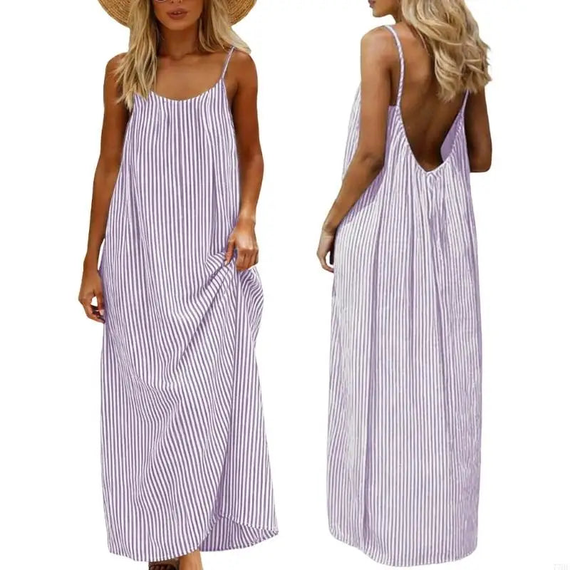 77HE Dresses for Women Backless Cami Dress Casual Vacation House Beach Sleeveless with Back Tie
