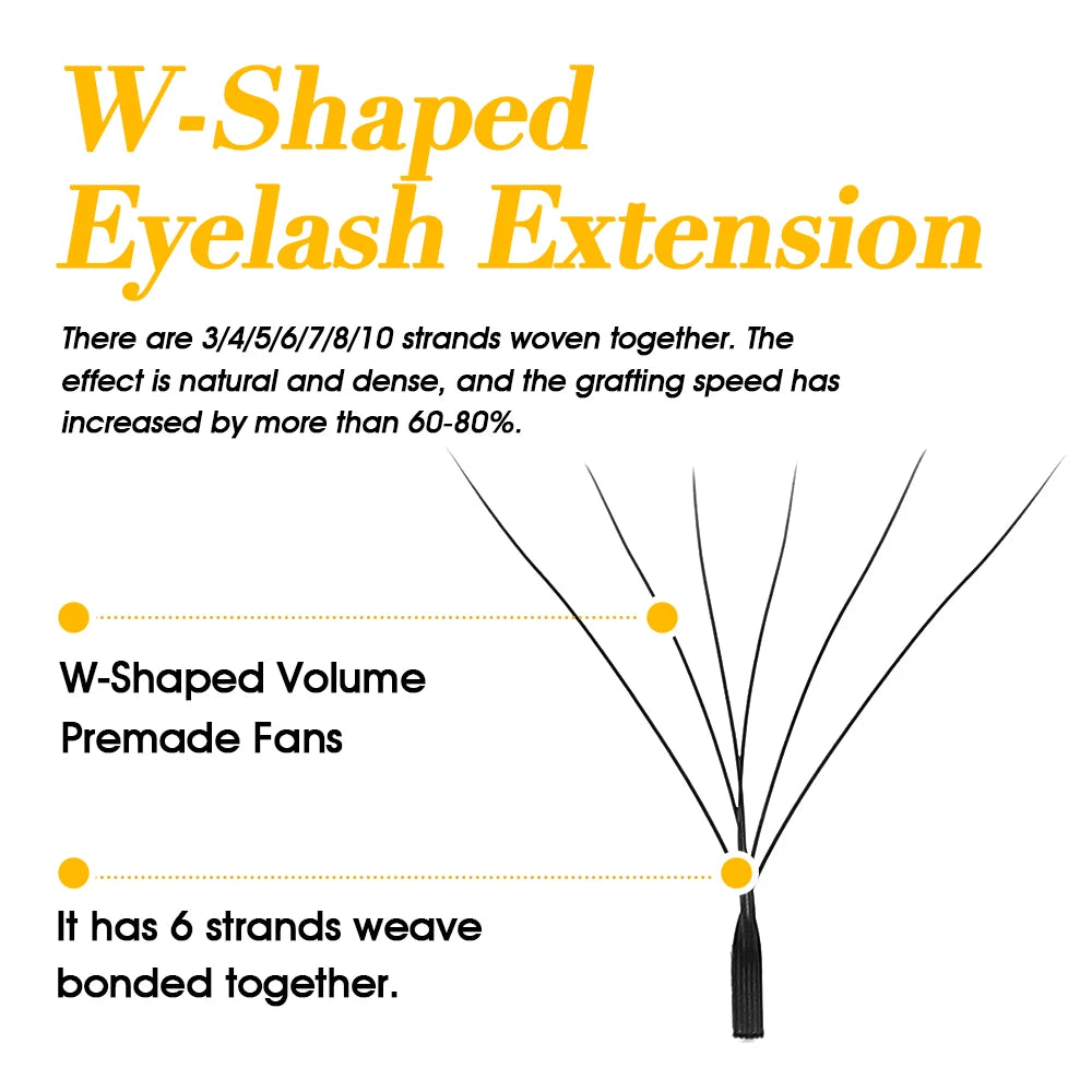 10cases/lot MASSCAKU 3D 4D 5D 6D 7D 8D W Shape Bloom Premade Fans Eyelash Extension Natural Soft Light Full Dense W Shape Lash