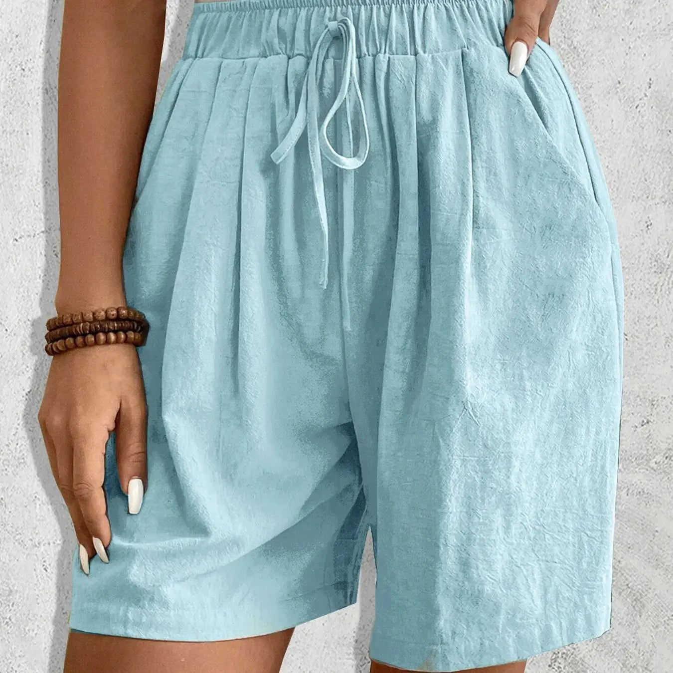 Women’s Solid Color Fashion Casual Elegant Style Shorts Versatile Daily Sports Style Slim and loose fitting straight leg pants