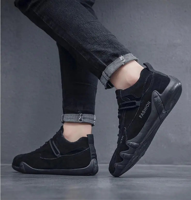 Waterproof Leather Ankle Boots for Men Waterproof Sneakers lace Up Leather Casual Sneakers for Men Casual Motorcycle Shoes