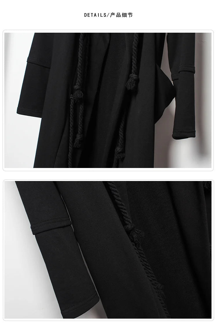 ARENS Men's Tide Spring Autumn Darkwear Warrior Large Size Windbreaker Gothic Style Long Coat Punk Cloak Hooded Wizard
