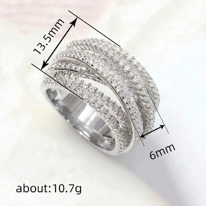 925 Sterling Silver Classic Vintage Line Wrap Zircon Ring For Women Party Luxury Fashion High Quality Fine Jewelry Hot Sales