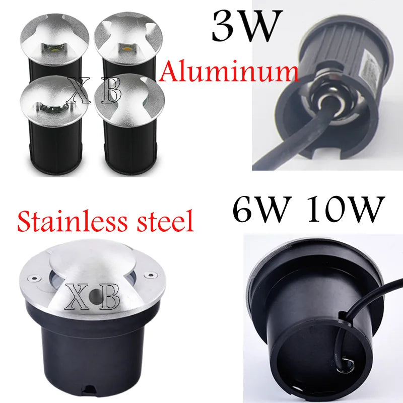 Outdoor Lighting 10W 6W 3W Garden Yard Step Stairs Floor Deck LED Recessed Inground Lamps LED Underground Spotlight AC220V 110V