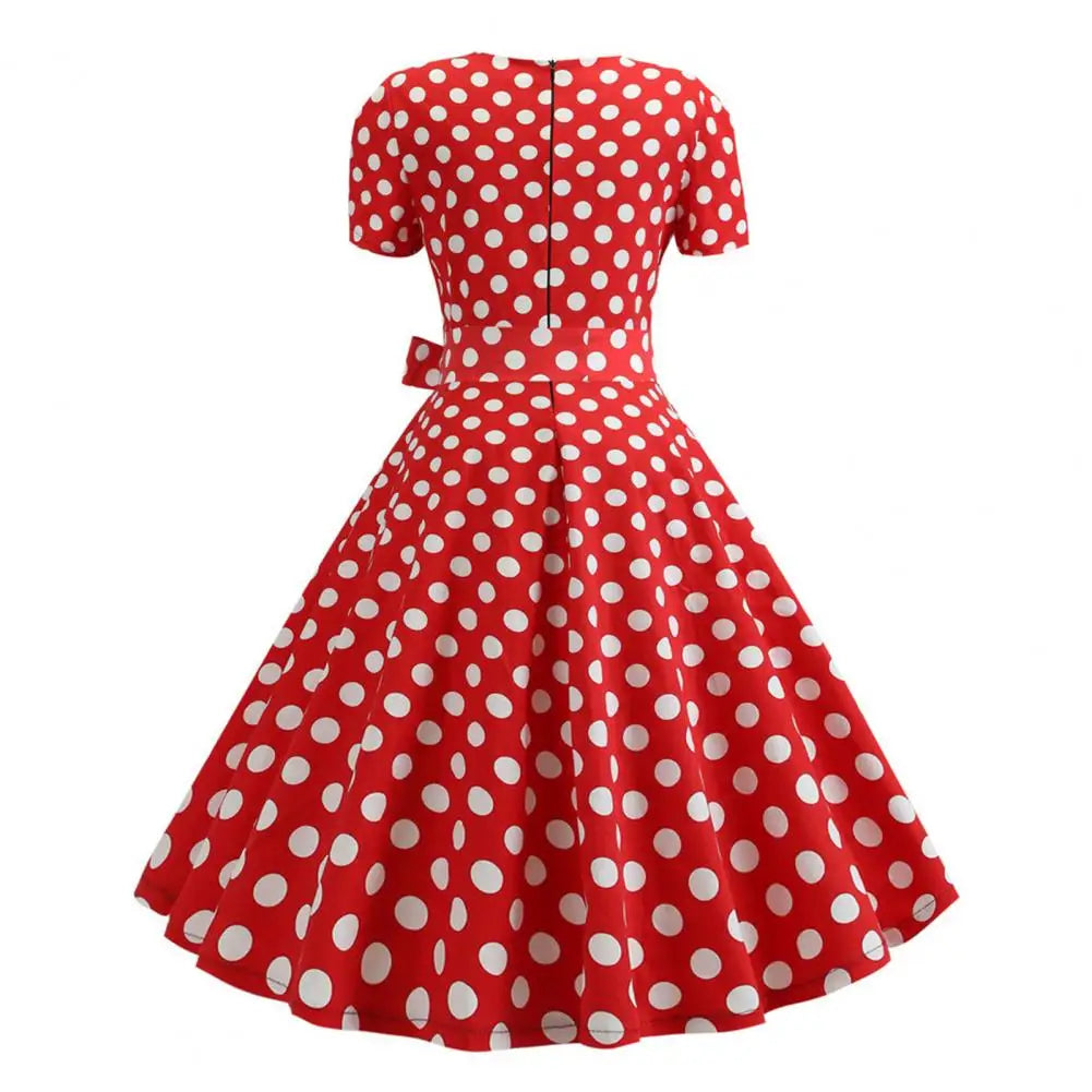1950s Vintage Pin-up Dress Square Neck Midi Dress Rockabilly Pin Up Dress Robe Femme Casual Retro Elegant Party Midi Sundress