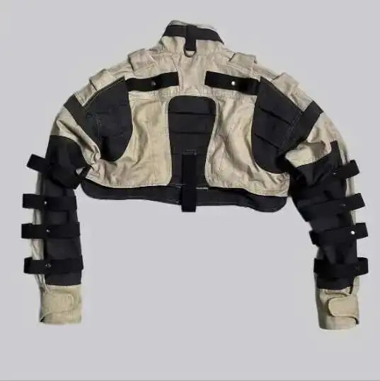 HKSH 2024 Spring Autumn Winter New Men Tide Punk Techwear Short Overcoat Jacket Fashion Chic Patchwork Coats Niche Design HK2916
