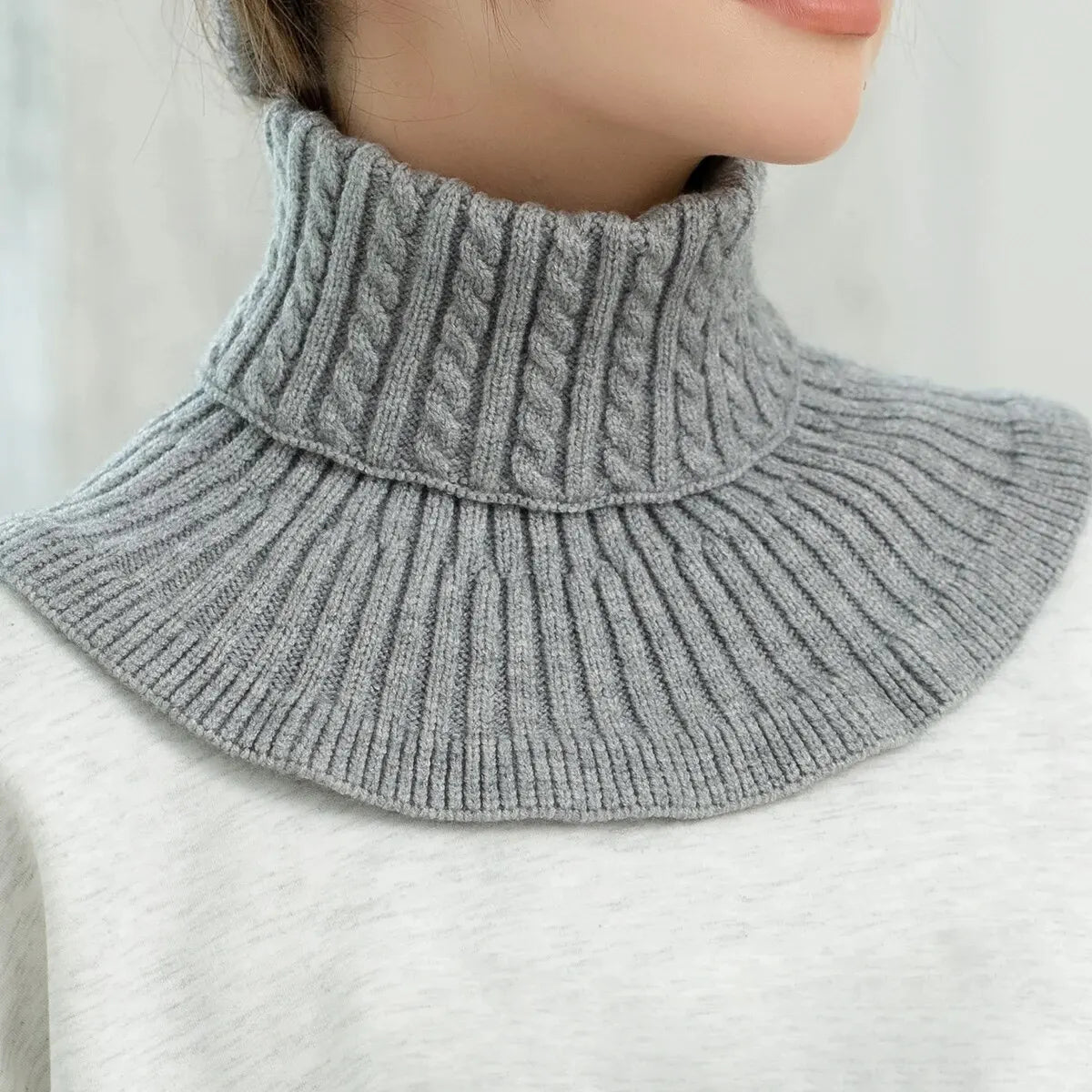 Winter Detachable Cotton Knitted Turtleneck Collar For Women False Collar Fashion Warm Cover Head Neck Guard Collar Unisex