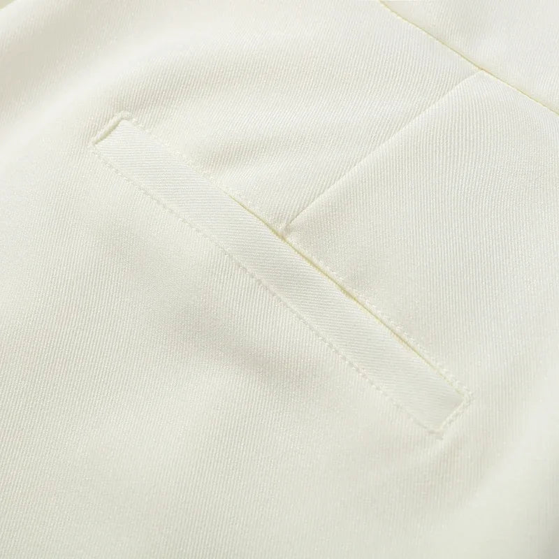 Pockets Loose Turn-down Collar Women Set Irregular Lapel Crop Suit Jacket Pleated Wide Leg Pants 2026 Spring Autumn Outfits