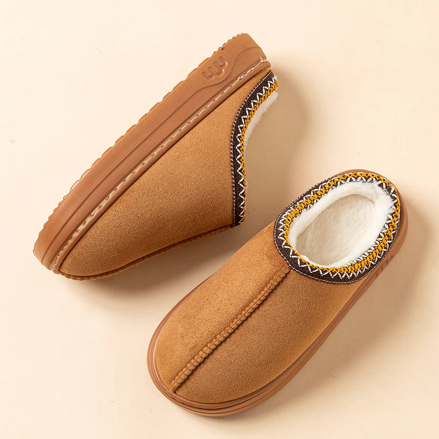 Fashion Women's Slippers Winter Outdoor Indoor Warm Fur Cotton Breathable Anti-slip Comfortable Men Boots Flat Shoes Couple