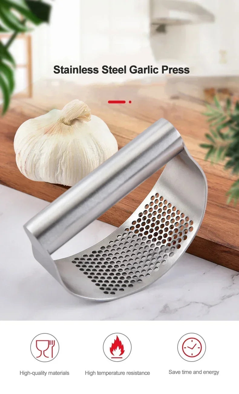 Stainless Steel Garlic Press Manual Grinding Chopper Garlic Ginger Press Multi-function Grinding Slicer Kitchen Gadgets