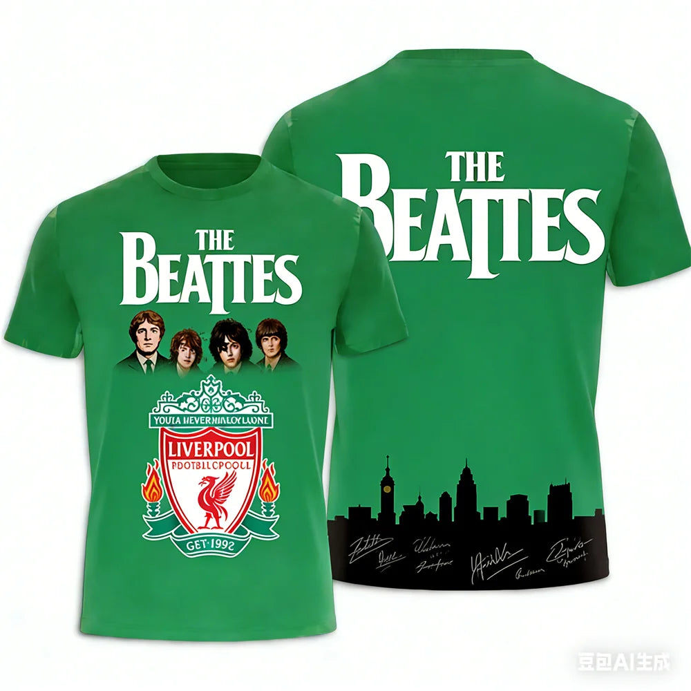 Rock band T-shirt Summer men's women's T-shirts The Beatles printed T-shirt Hip hop round neck T-shirt Breathable sports T-shirt