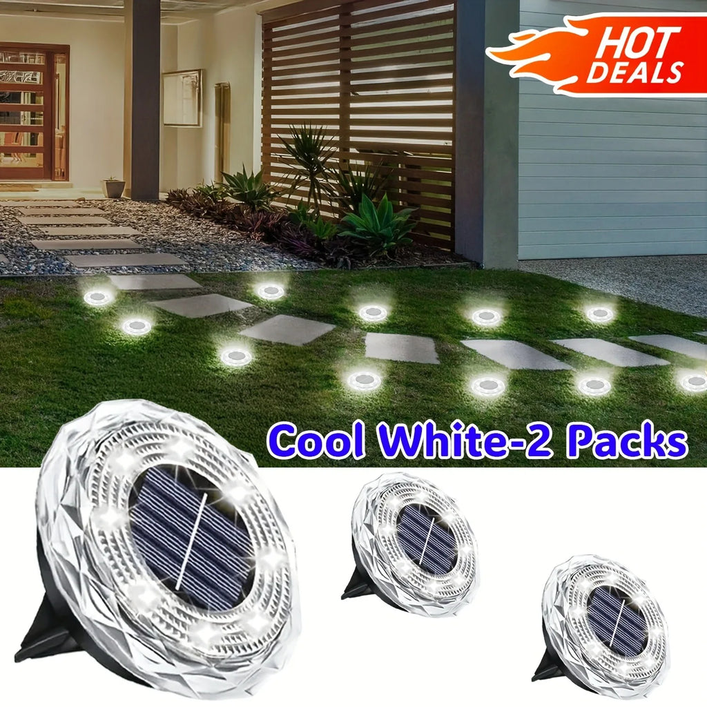 2/4pcs Solar Ground Lights 8LEDs Solar Lights Outdoor Bright LED Solar Disk Lights Outdoor Garden Pathway Driveway Lawn Lights