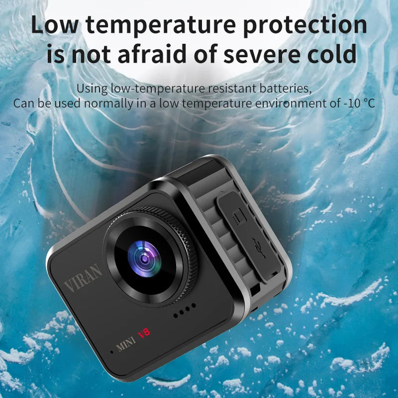 Mini HD Action Camera with 1.54 Inch Screen Long Battery Life Portable for Cycling Outdoor Recording Includes 128GB Memory Card