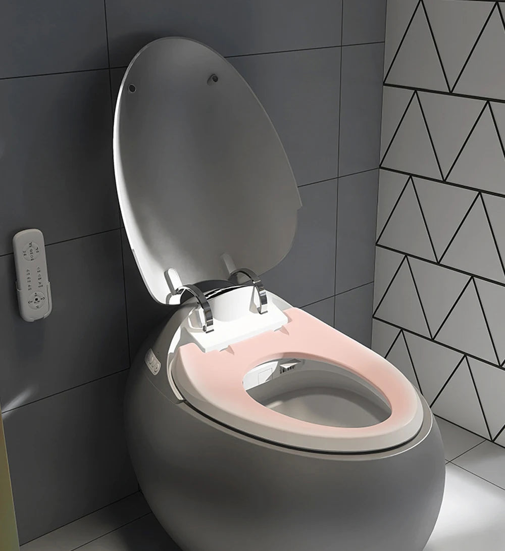 Intelligent One-Piece Egg Shape Automatic Round Ceramic Toilet Bowl New Design Bathroom Sanitary Ware Set Toilet