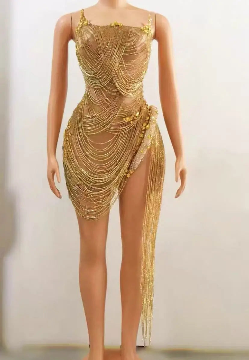 sexy rhinestone Wedding Party Dress Women's fashion Stage Costumes dress