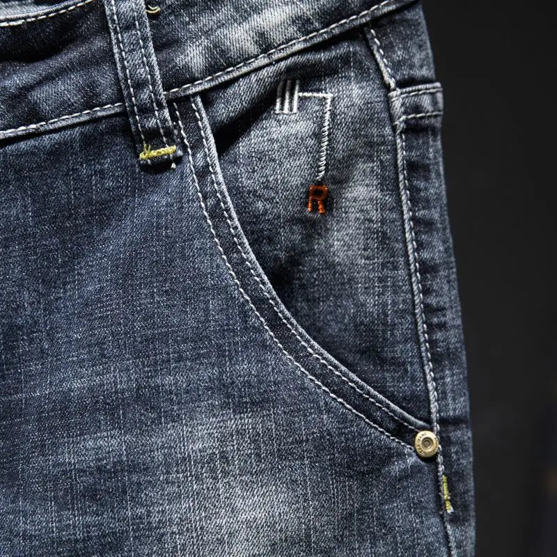 Elastic Fashion Jeans Men Ripped Vintage Slim Denim Pants Hip Hop Distressed Frayed Fashion Men's Clothing Pants