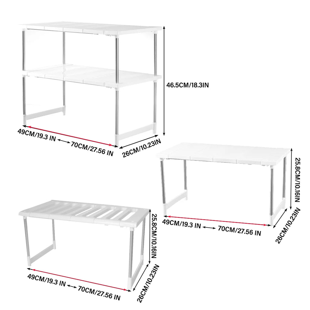 Kitchen Counter Shelves, Cabinet organizers and Storage, Pantry Storage Shelf Organizer, Kitchen Cabinet Organizer, White