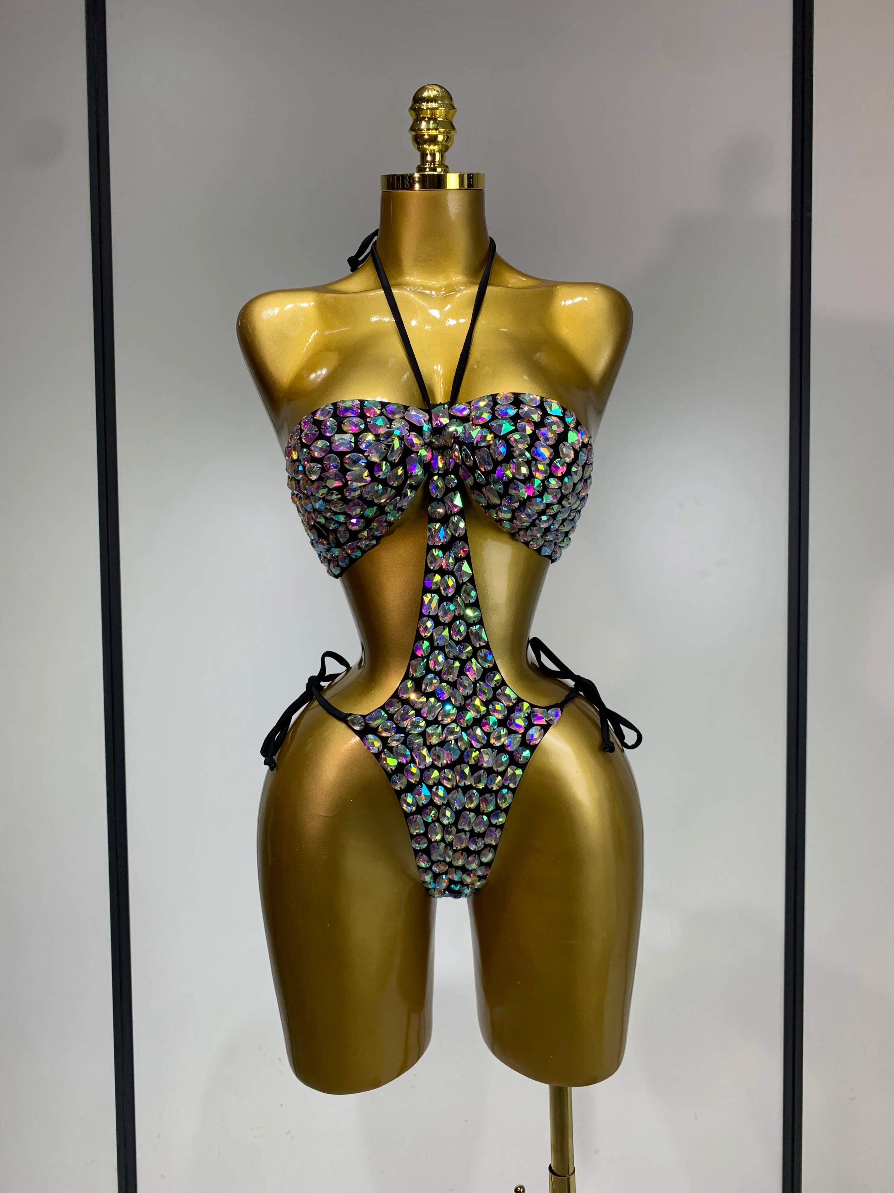 Newest Crystal Bikini Swimwear Fashion Bar Bikini Blingbling Swimwear Bikini Popular Bathingsuit Bikini Nightclub Stage Outfit