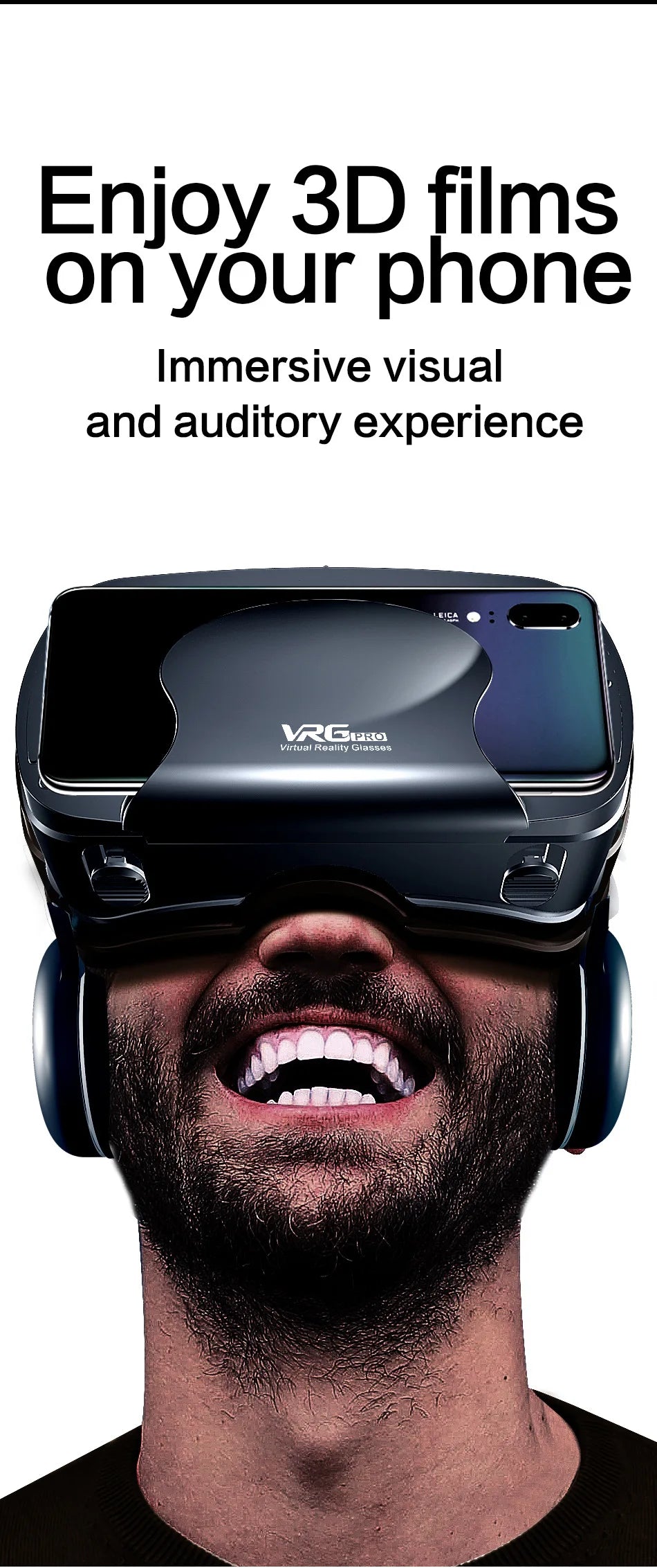 3D VR Headset Smart Glasses Virtual Reality Helmet for Smartphones Cell Phone Mobile 7 Inches Lenses Binoculars Devices Goggles
