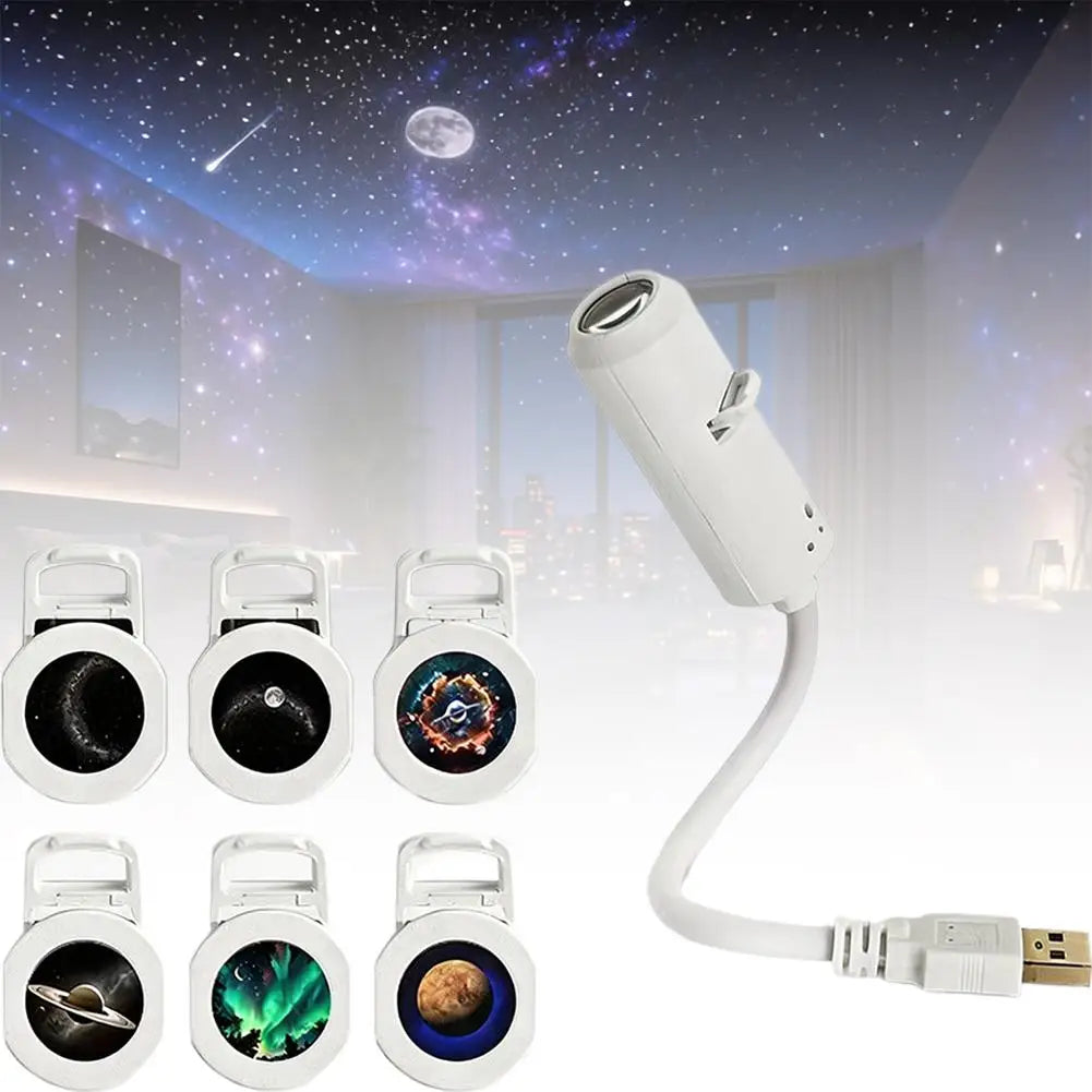 USB Star Galaxy Projector Night Light Car Ambient Light Romantic Atmosphere Starry Sky Projection Lamp For Car Home Decor Light
